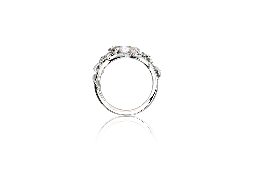 Bague Canopée en or blanc, diamants et tsavorites 3