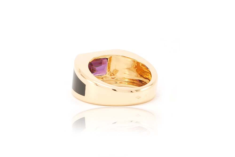 Chevalière Velvet, or laque et grenat 3