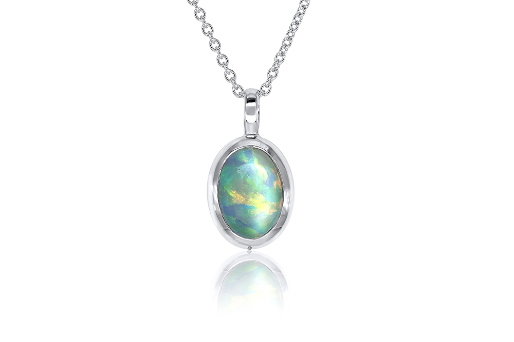 Pendentif Opale et or blanc 6