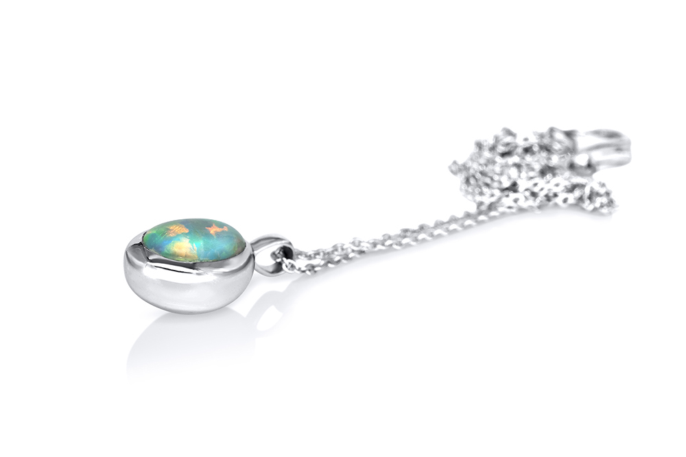 Pendentif Opale et or blanc 4