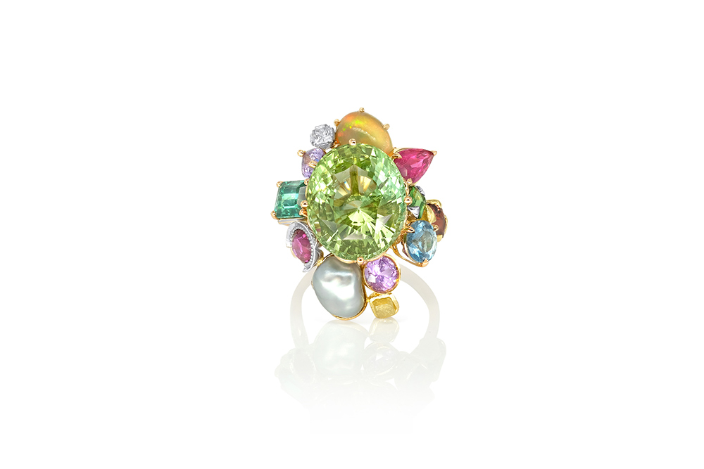 Bague or 3 couleurs, 18 carats, pierres fines et précieuses 9
