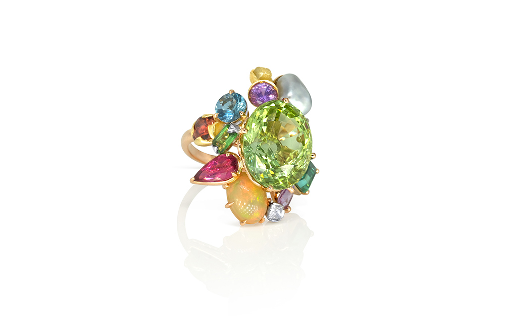Bague or 3 couleurs, 18 carats, pierres fines et précieuses 3
