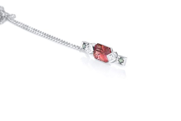 pendentif or blanc, tourmaline et alexandrites 7
