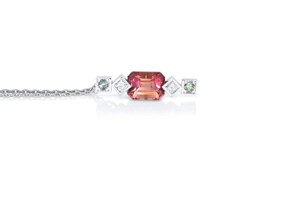 pendentif or blanc, tourmaline et alexandrites 6