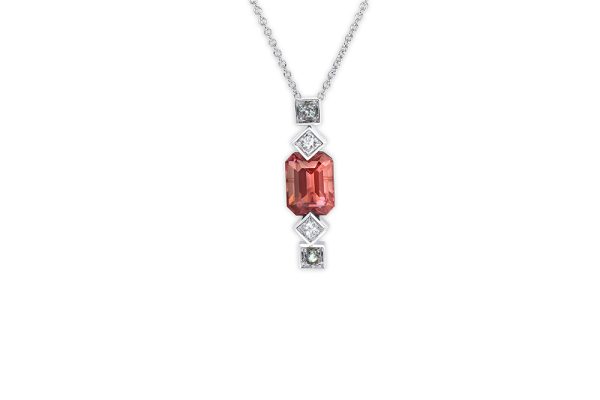 pendentif or blanc, tourmaline et alexandrites 4