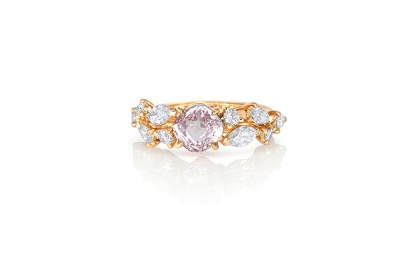 Bague or rouge, saphir rose et diamants 5