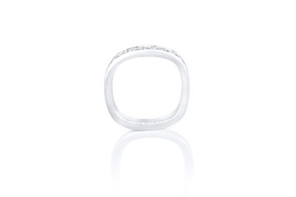 Or blanc palladié 18k, diamant blanc D_VVS 3