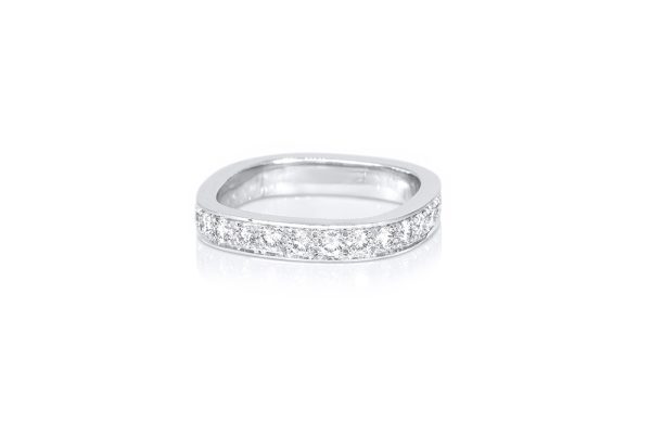 Or blanc palladié 18k, diamant blanc D_VVS 2