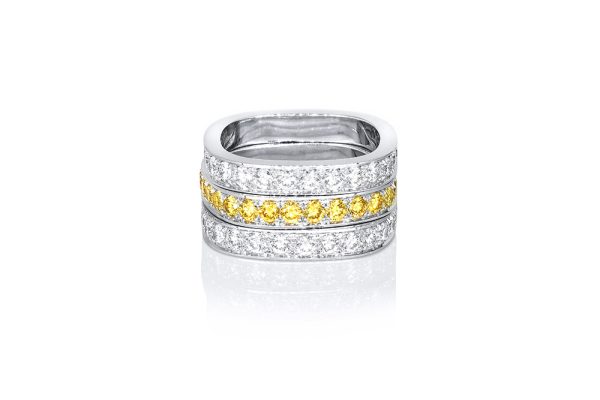 Or blanc palladié 18k, diamant blanc D_VVS 6