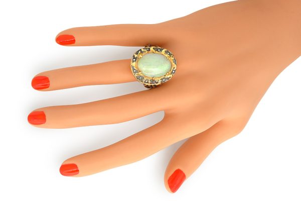 or jaune, diamants et opale 2