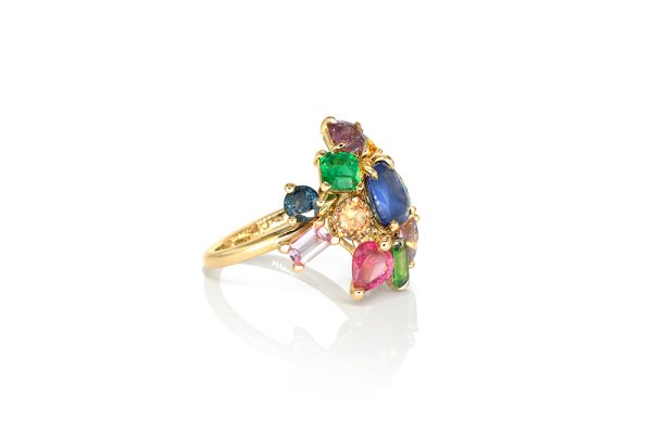 pierres précieuses, saphir, diamant de couleur, or jaune, grenat, emeraude 8