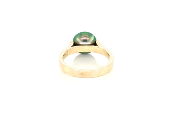 bague ma perle en or jaune, perle, émeraude et diamants 4