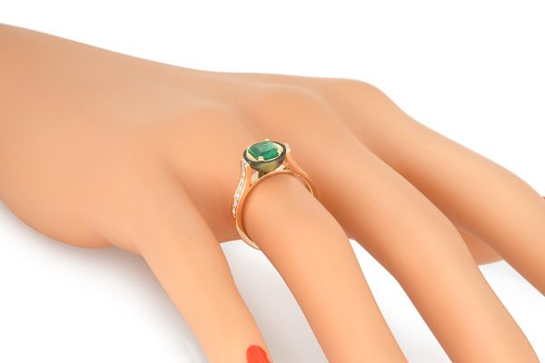 bague ma perle en or jaune, perle, émeraude et diamants 1