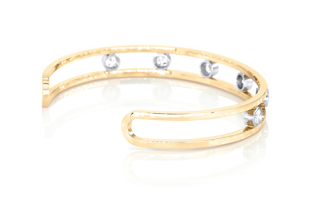 Bracelet or jaune et blanc, 7 diamants 4