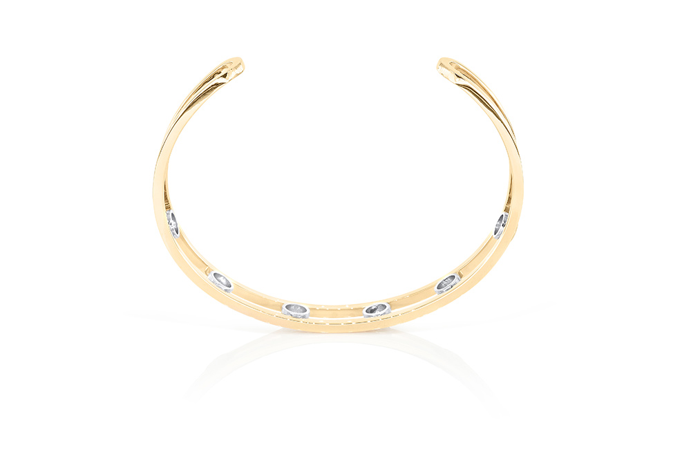 Bracelet or jaune et blanc, 7 diamants 3