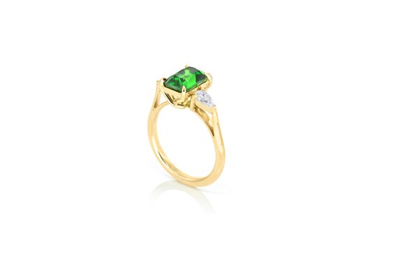 Or jaune 18K, diamants poire et grenat tsavorite 4