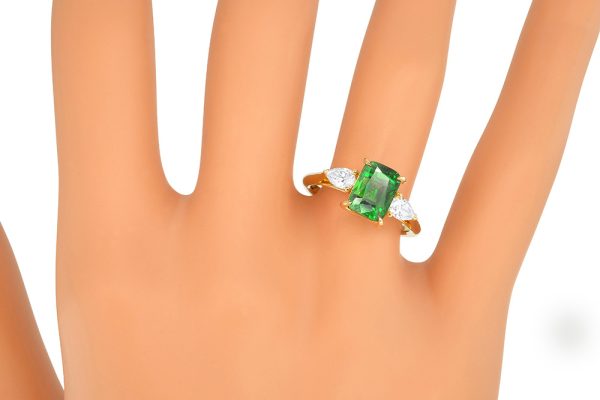 Or jaune 18K, diamants poire et grenat tsavorite 2