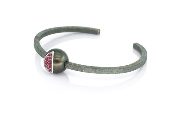 Argent Rhodié et or 18K, Rubis et perle de Tahiti 4