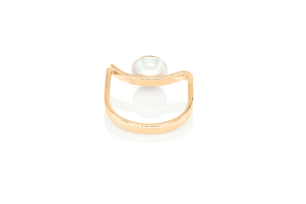 Bague Lily en or rouge, perle Akoya et diamants 5