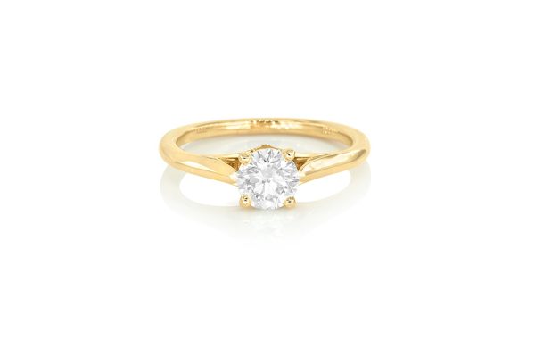 Solitaire Nature en or jaune et diamant 5