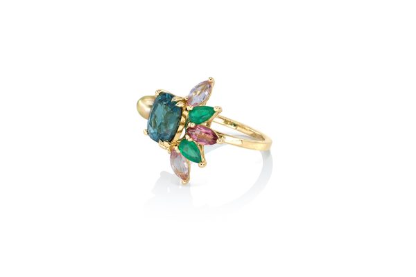 Bague Givrée, or jaune et pierres précieuses 8
