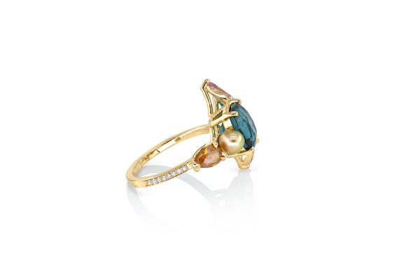 Bague Givrée, or jaune et pierres précieuses 7