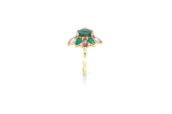 Bague Givrée, or jaune et pierres précieuses 4