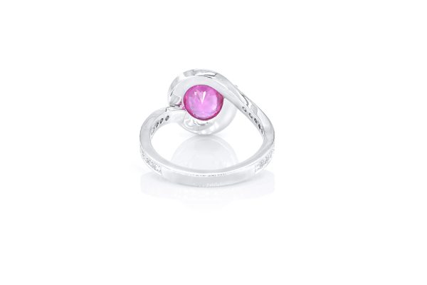 bague enlacement, saphir rose, diamants et or blanc 4