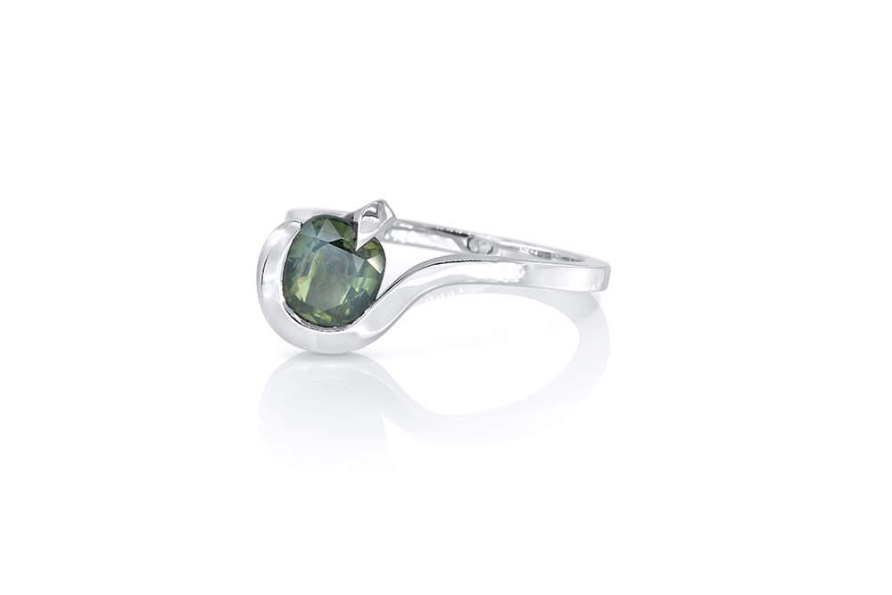 Or blanc et saphir vert 5
