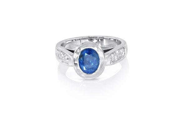 Or blanc, diamants et saphir 3