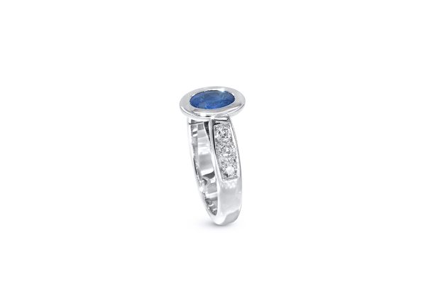 Or blanc, diamants et saphir 1
