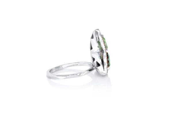 Bague or blanc et grenats tsavorites 4