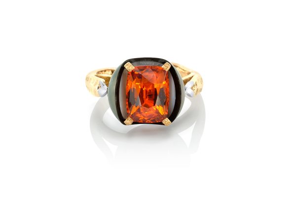 Bague avec une Perle, grenat spéssartite 1