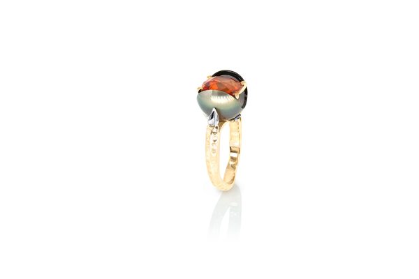 Bague avec une Perle, grenat spéssartite 3