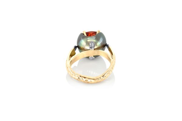 Bague avec une Perle, grenat spéssartite 6