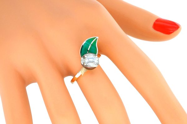Bague Ayawaska, laque, or platine et diamant 5
