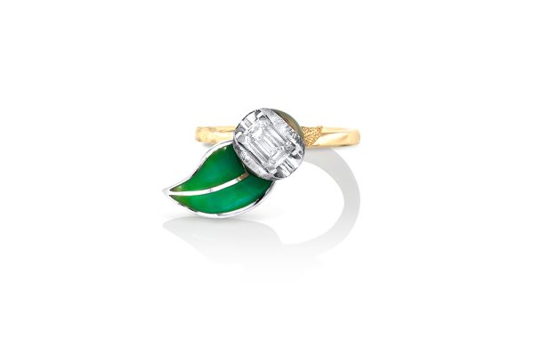 Bague Ayawaska, laque, or platine et diamant 4