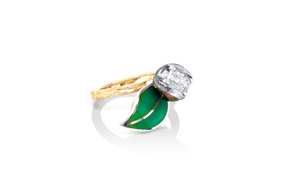 Bague Ayawaska, laque, or platine et diamant 3