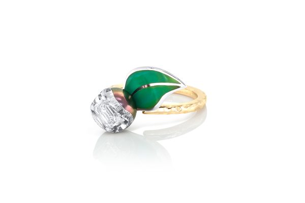 Bague Ayawaska, laque, or platine et diamant 1