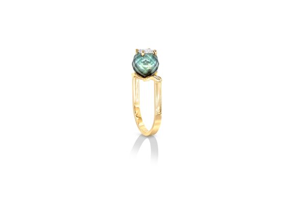 Bague Psyché en or, perle et diamants 3