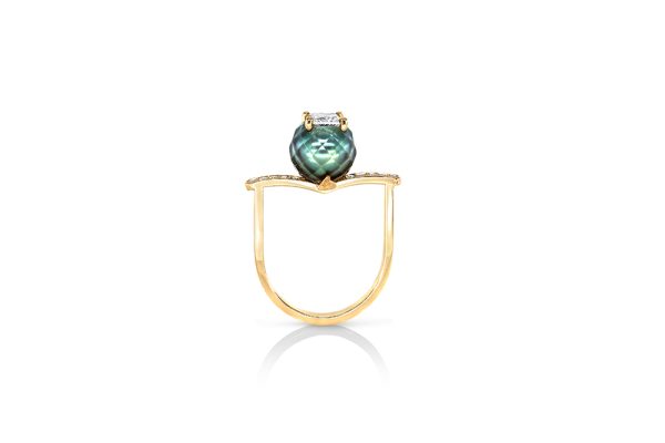 Bague Psyché en or, perle et diamants 2