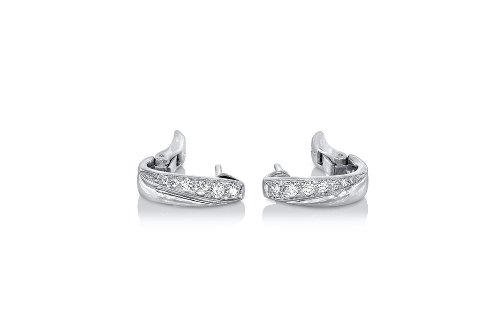 Boucles d'oreilles or blanc 18k et diamants 4