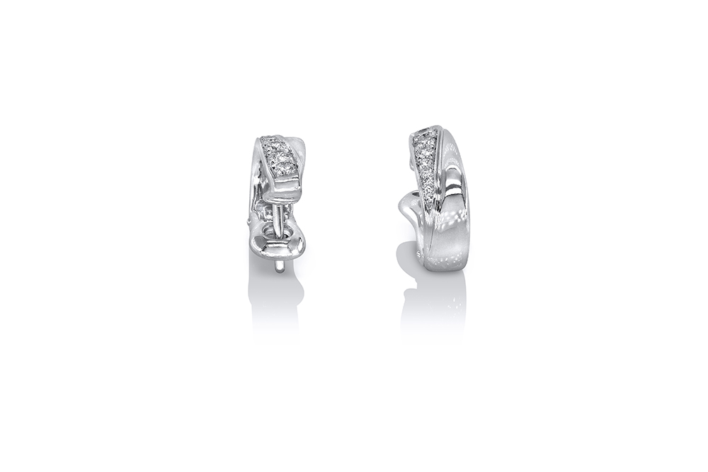 Boucles d'oreilles or blanc 18k et diamants 2