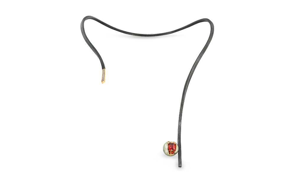 Collier Diwali, argent, or et spinelle 6