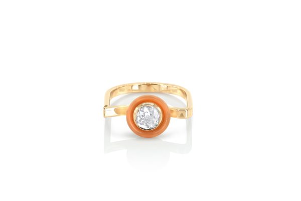 bague lily blanche, perle, diamant et or jaune 5