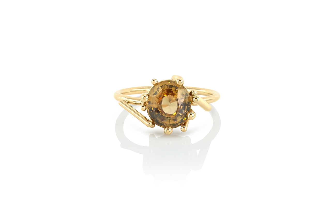 bague Nest cognac, or jaune et zircon 4