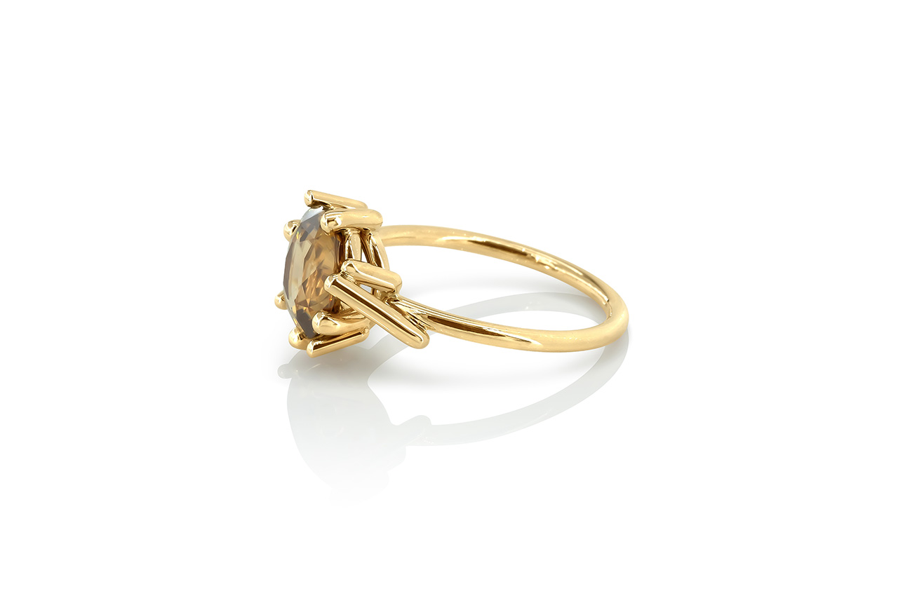 bague Nest cognac, or jaune et zircon 3